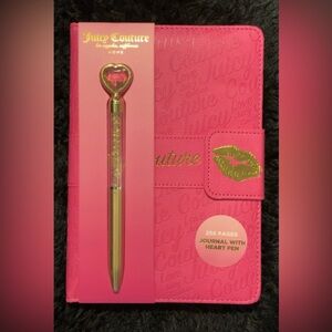 NWT Juicy Couture Pink Journal with Gold Heart Pen
